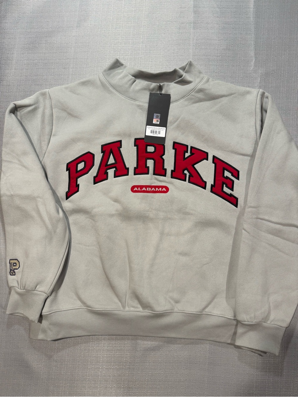 Parke NWT Alabama Varsity Mock Neck Sweatshirt - Gray Crimson - Lg/XL 47 Collab